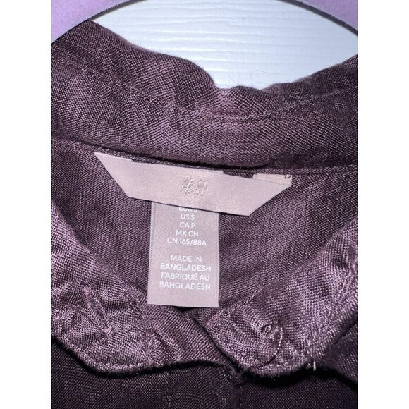 H&M Women’s 100% Linen Relaxed Fit Long Sleeve Button Shirt Sz S - Picture 5 of 9